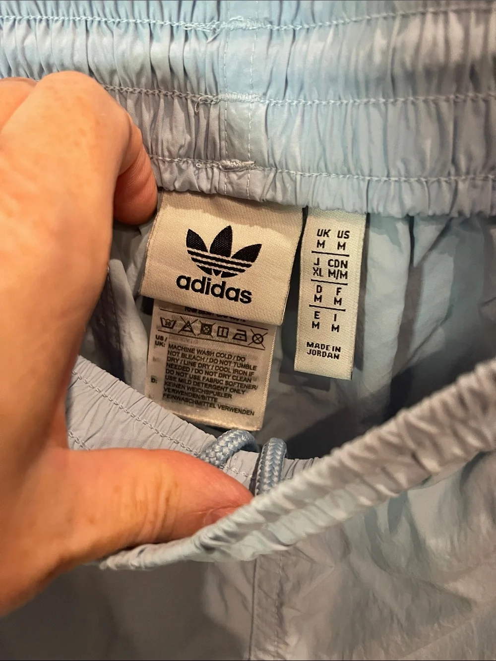 Adidas Men’s Medium Light Blue Shorts with Navy Trim